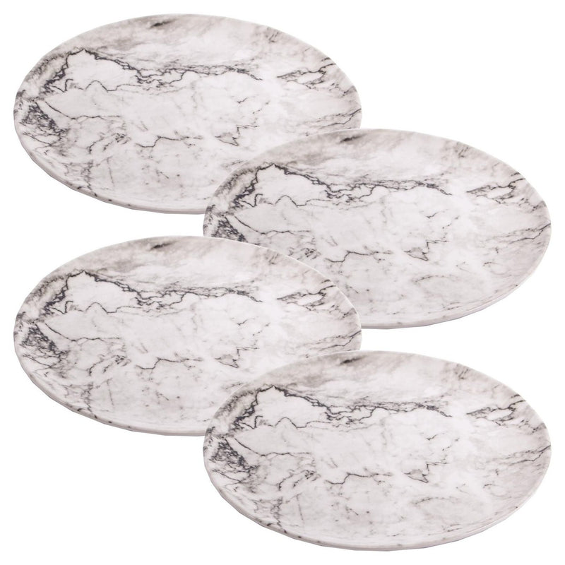 4 x Reusable Plastic Melamine Granite Pattern 8" Plate for Camping Picnic UK Camping And Leisure - UK Camping And Leisure