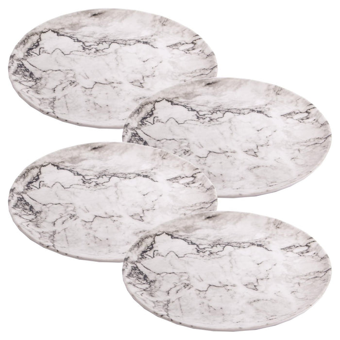 4 x Reusable Plastic Melamine Granite Pattern 8" Plate for Camping Picnic
