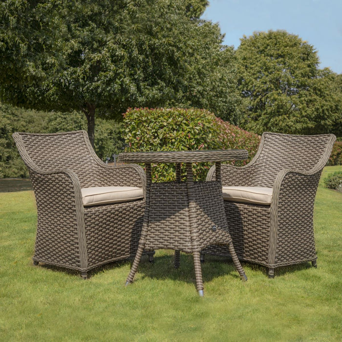 Dellonda Chester Rattan Wicker Outdoor Dining Set Tempered Glass Tabletop 3pc Dellonda - UK Camping And Leisure