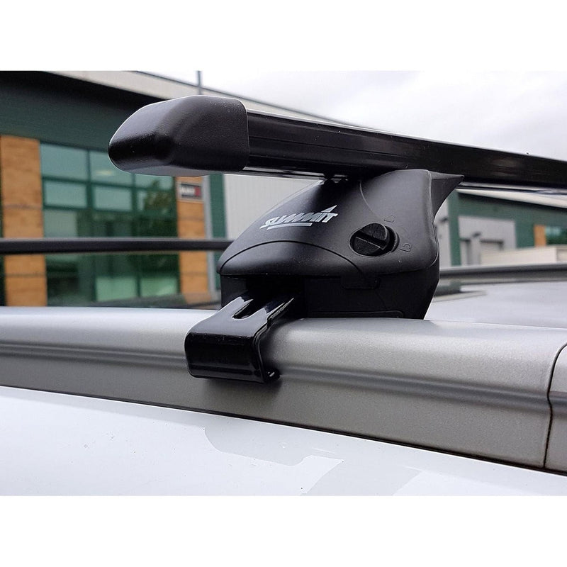 Summit SUP-857A Premium Integrated Railing Bar for Cars with Running Rails, Black Steel, Set of 2 - Summit Shop