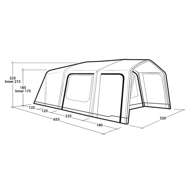 Outwell Lowa 5 Air 5 Berth Three Room Tunnel Tent - View 16