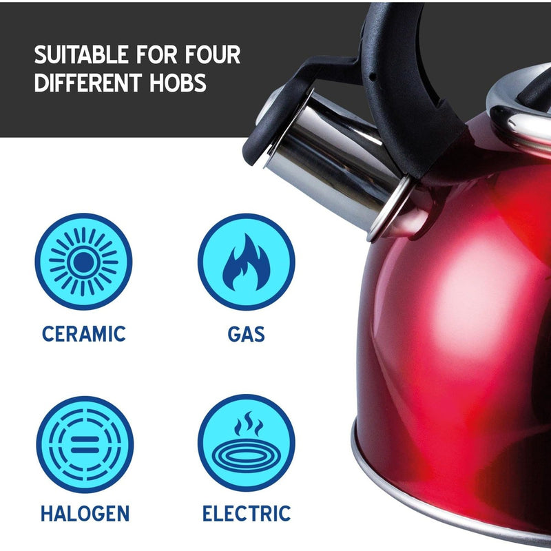 MDS1203 Liberty Red 2.5 Litre Whistling Kettle CW-T056-B1R Liberty Leisure UK - UK Camping And Leisure