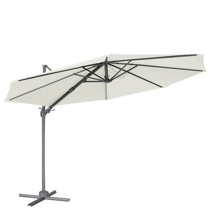 Dellonda Cantilever Parasol with 360 Rotation, Tilt & Cover 3m - Cream Dellonda - UK Camping And Leisure