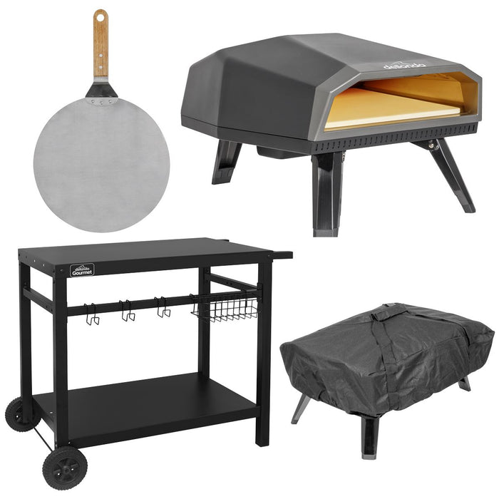 Dellonda Gas Pizza Oven with Cover/Carry Bag 12" Pizza Peel & Plancha Trolley Dellonda - UK Camping And Leisure