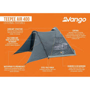 Vango Teepee Air 400 Deep Blue Tent 4 Berth - View 5