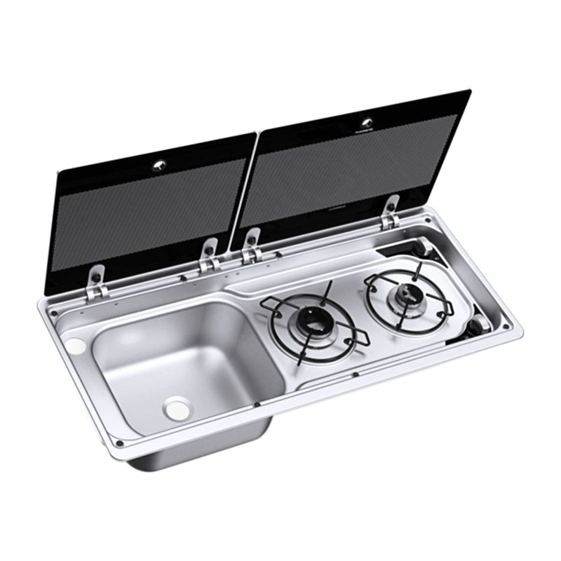 Dometic MO 9722L Hob & LH Sink Unit 760 x 325mm (2 Burners / 12V) - Convenient & Dometic - UK Camping And Leisure