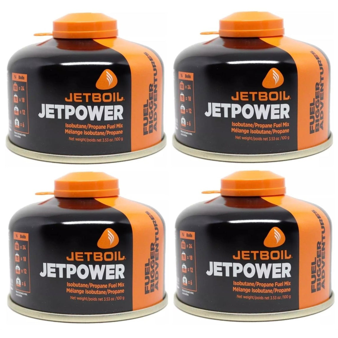 4x Jetboil JetPower Butane Gas Fuel 100g Canister — UK Camping And Leisure
