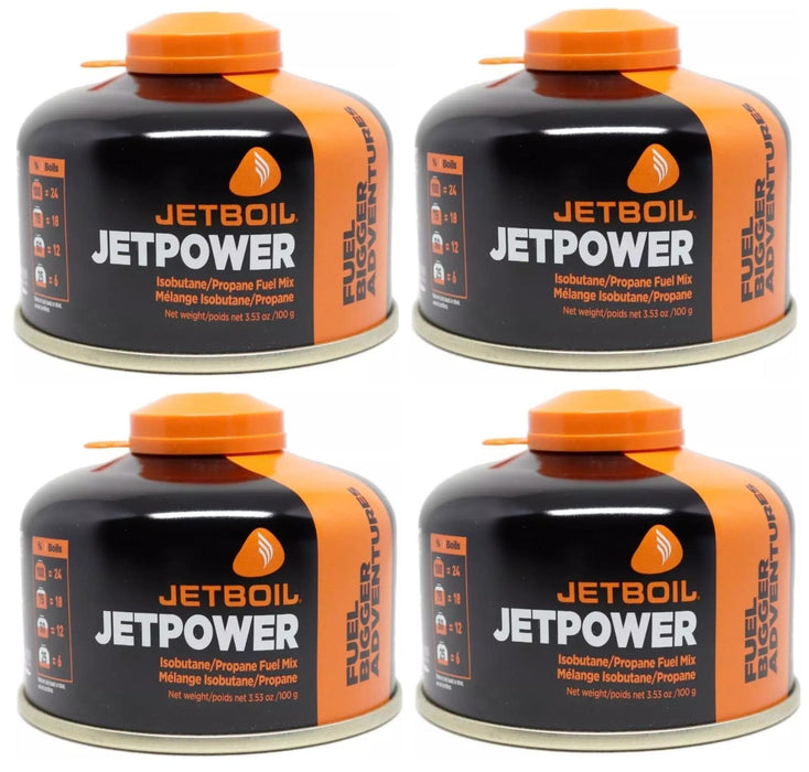 4x Jetboil JetPower Butane Gas Fuel 100g Canister Jetboil - UK Camping And Leisure