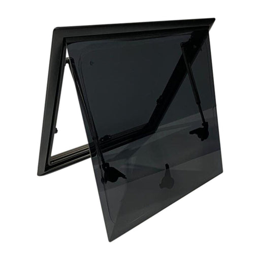 Campervan Hinged Window Black Alloy Frame 450 x 300mm Nova - UK Camping And Leisure