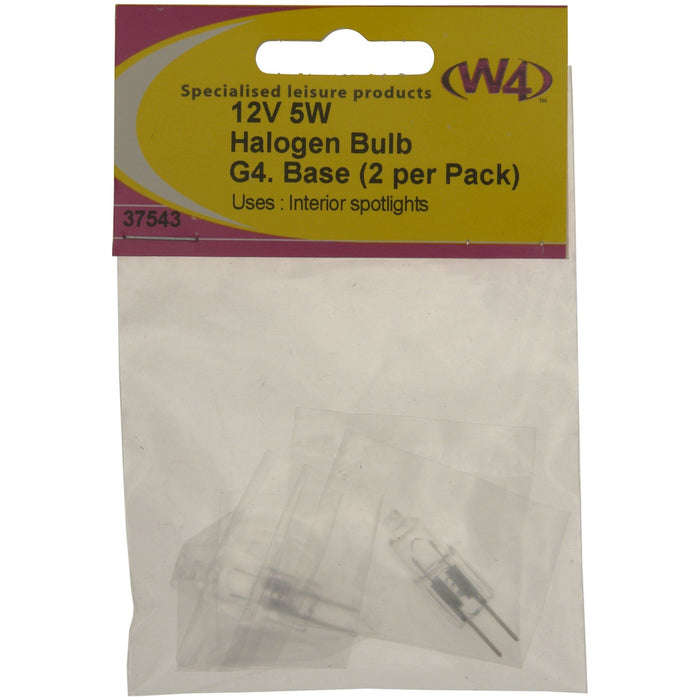 W4 G4 Halogen Bulb 5W 12V (2) 37543 W4 - UK Camping And Leisure