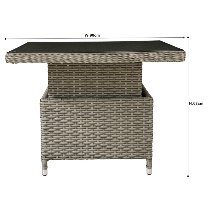 Dellonda Chester Rattan Wicker Adjustable-Height Outdoor Dining Table Dellonda - UK Camping And Leisure