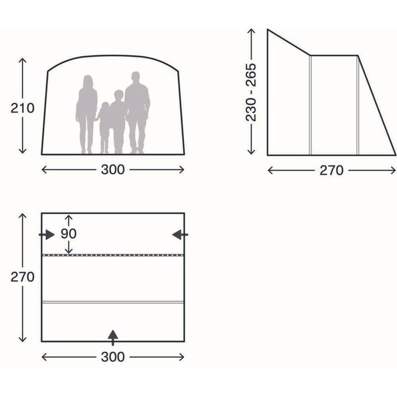 Kampa Waypoint Air Mid Drive Away Campervan Awning 230-265cm - View 2