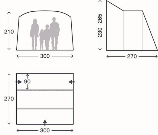 Kampa Waypoint Air Mid Drive Away Campervan Awning 230-265cm - View 2