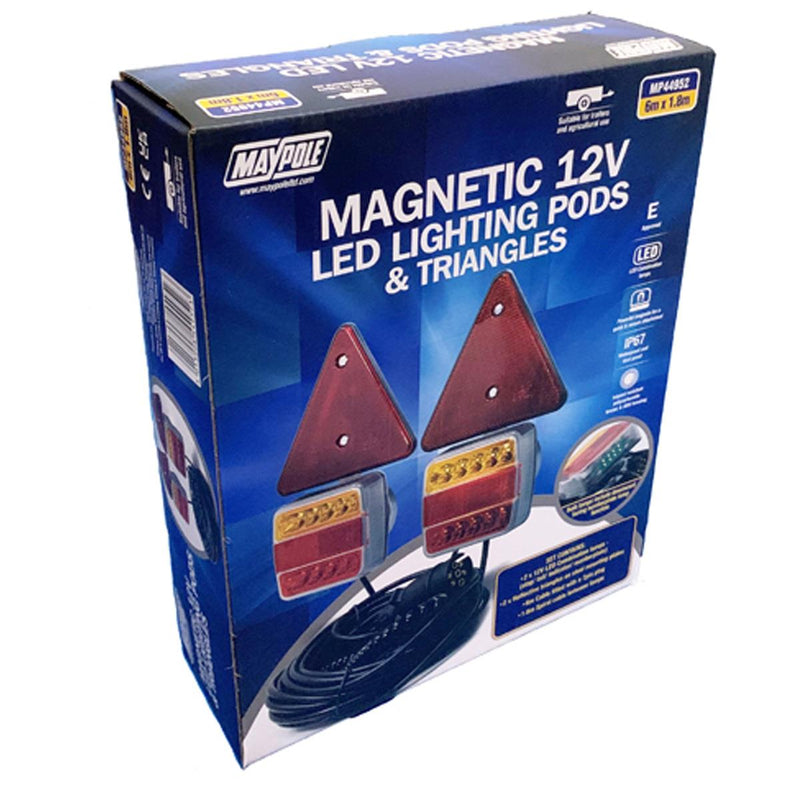 Waterproof 12V Magnetic Led Trailer Towing Lights Lamps Triangles With 6m Cable - View 2