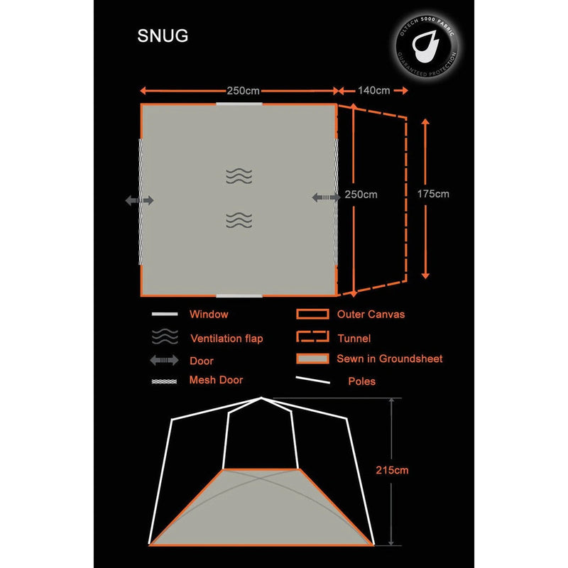 Olpro Snug Poled Tailgate Campervan Awning 190-250cm