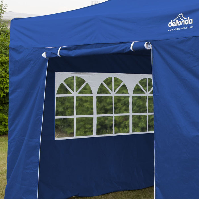 Dellonda 3x3m Pop-Up Gazebo & Side Walls Water Resistant Fabric - Blue Dellonda - UK Camping And Leisure