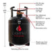 Campko Refillable Gas Bottle 22 Litres With 80% Multivalve 109665 Campko - UK Camping And Leisure