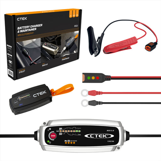 CTEK MXS 5.0 12v 5A Car Bike Van Boat Smart Battery Charger Kit Saxon - UK Camping And Leisure