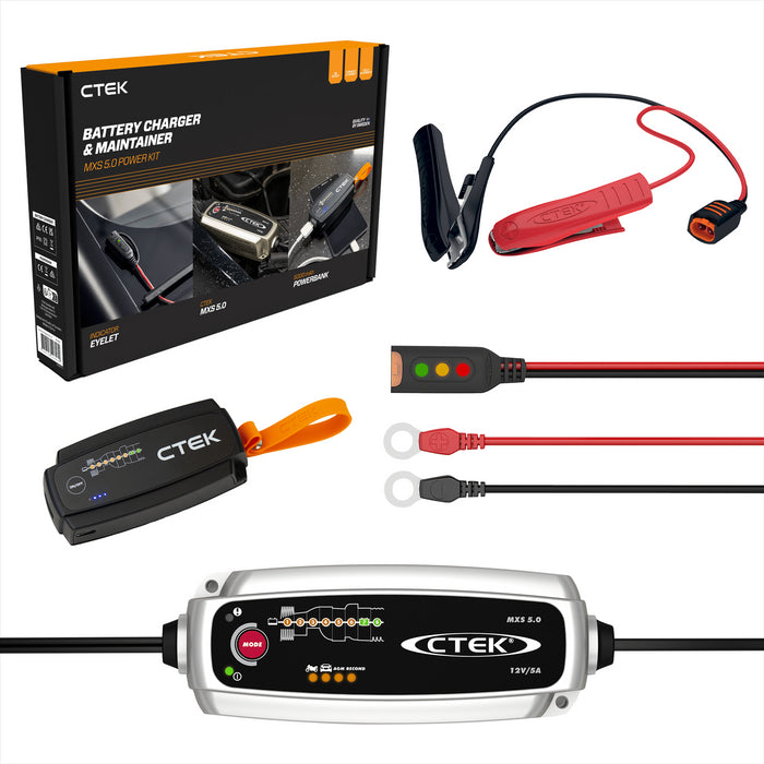 CTEK MXS 5.0 12v 5A Car Bike Van Boat Smart Battery Charger Kit Saxon - UK Camping And Leisure