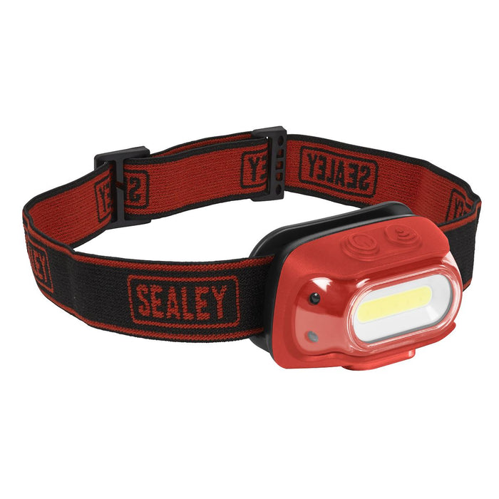 Sealey Rechargeable Head Torch with Auto-Sensor 8W COB LED - Red HT08RR Sealey - UK Camping And Leisure