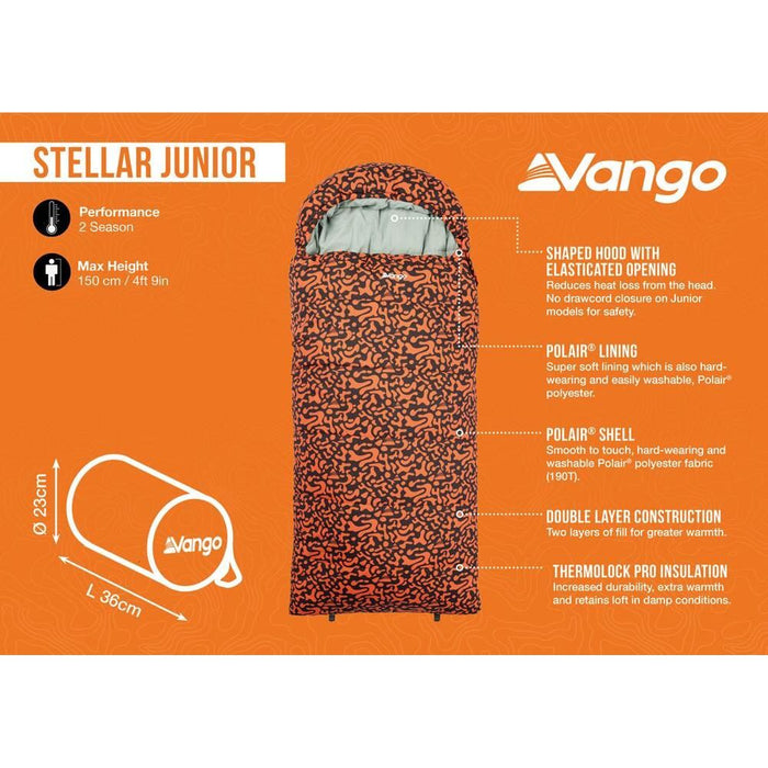 Vango Stellar Junior Sleeping Bag Dragons Fire Vango - UK Camping And Leisure