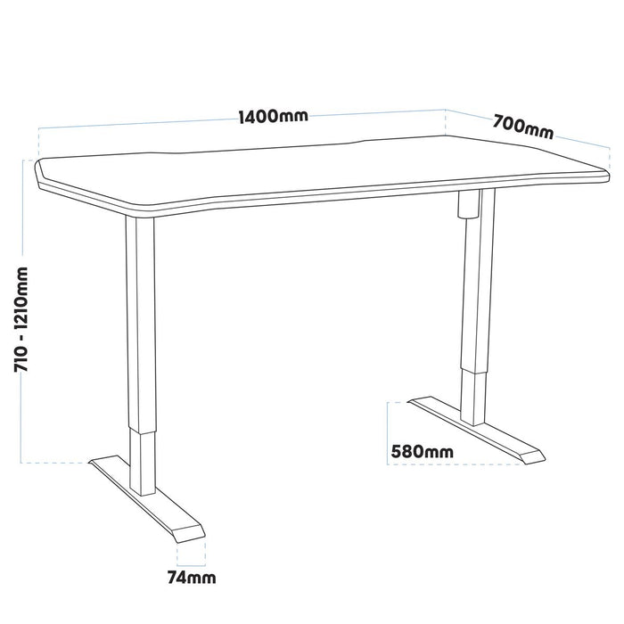 Dellonda Carbon Electric Height Adjustable Standing Desk 1400 x 700mm Dellonda - UK Camping And Leisure