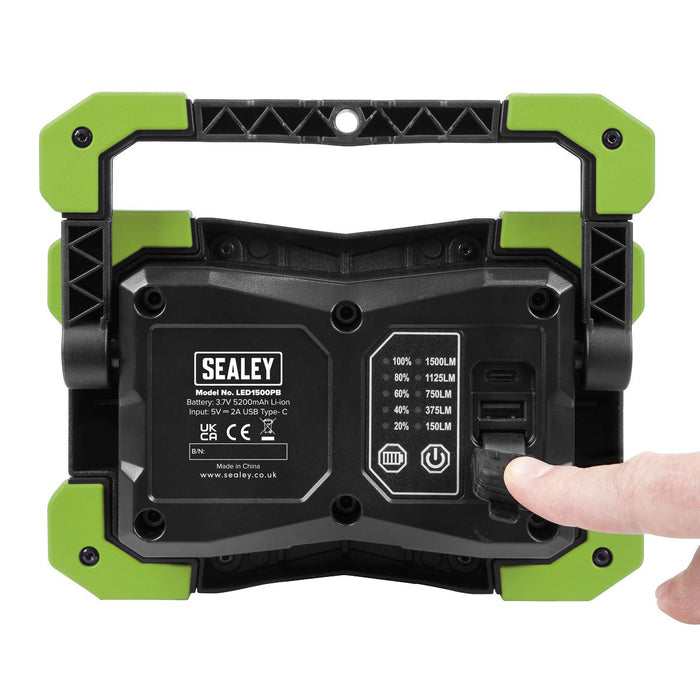 Sealey 15W COB LED Portable Floodlight and Power Bank LED1500PB Sealey - UK Camping And Leisure