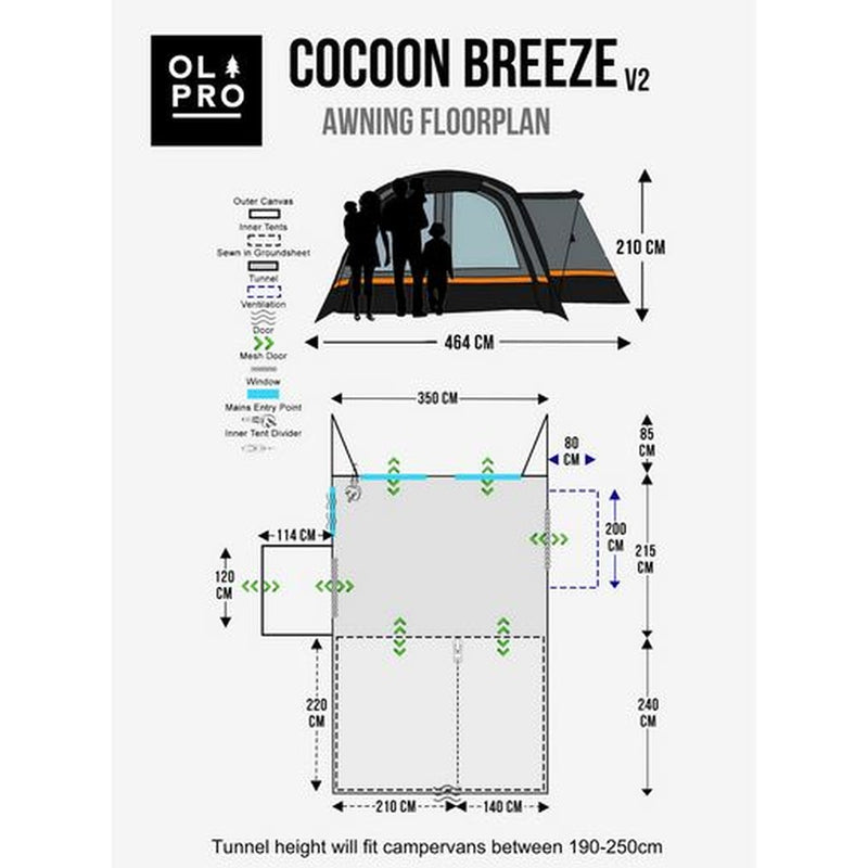 OLPRO Cocoon Breeze V2 Campervan Awning Lime - View 7