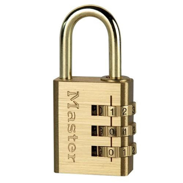 Masterlock Padlock Brass Finish 30mm Combination Masterlock - UK Camping And Leisure