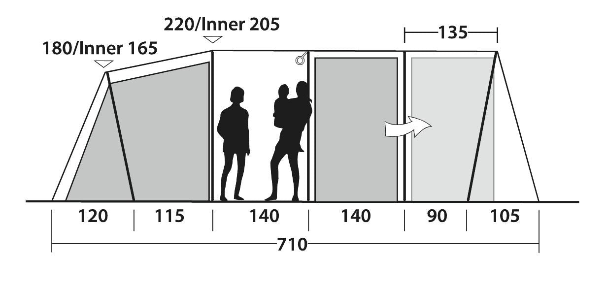 Outwell Phoenix 6+2 Pole Tent Green 8 Person Outwell - UK Camping And Leisure