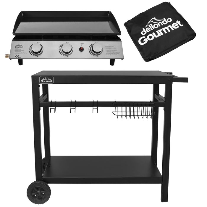 Dellonda 3 Burner Portable Gas Plancha, Cover & Trolley DG250 Dellonda - UK Camping And Leisure