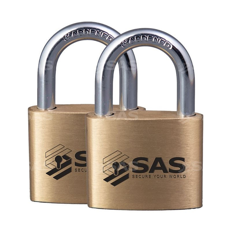 SAS Security Products SAS SAS UB60 Padlock, 60mm Brass Body, pack of 2 - Main Product Image | UK Camping and Leisure