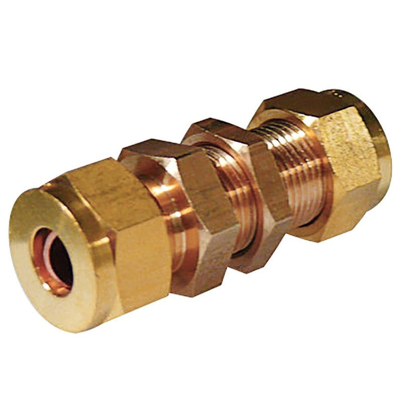 Wade Brass Compression Bulkhead Coupling (1/4" OD / 1/4" Bulkhead) Wade - UK Camping And Leisure