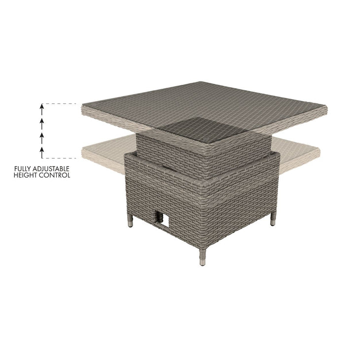 Dellonda Chester Rattan Wicker Adjustable-Height Outdoor Dining Table Dellonda - UK Camping And Leisure