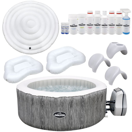 Dellonda 4-6 Person Inflatable Hot Tub/Spa Smart Pump & Master Kit Wood Effect Dellonda - UK Camping And Leisure