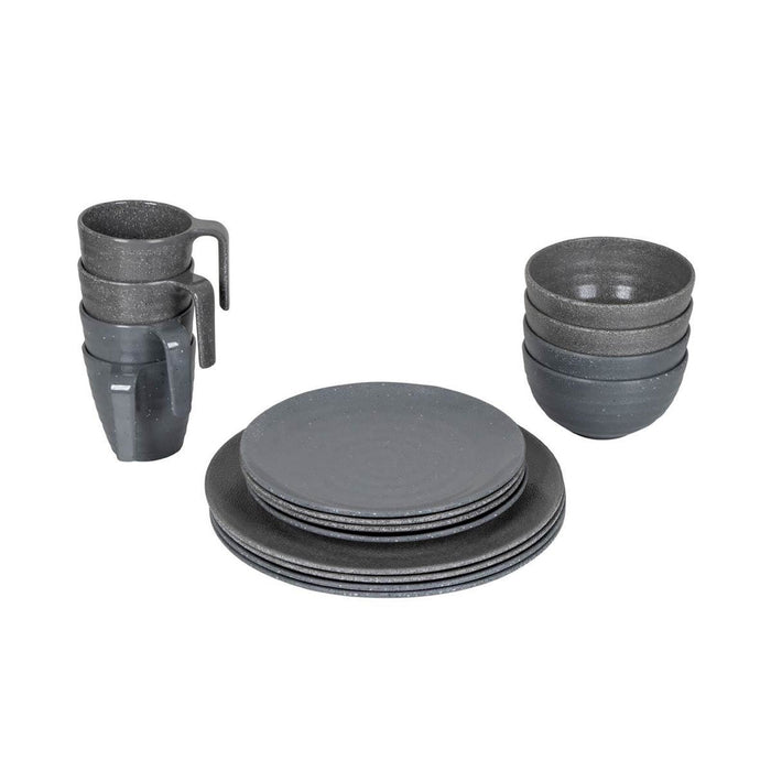 Bo-Camp Tableware Stone 16 Pieces Grey Bo-Camp - UK Camping And Leisure
