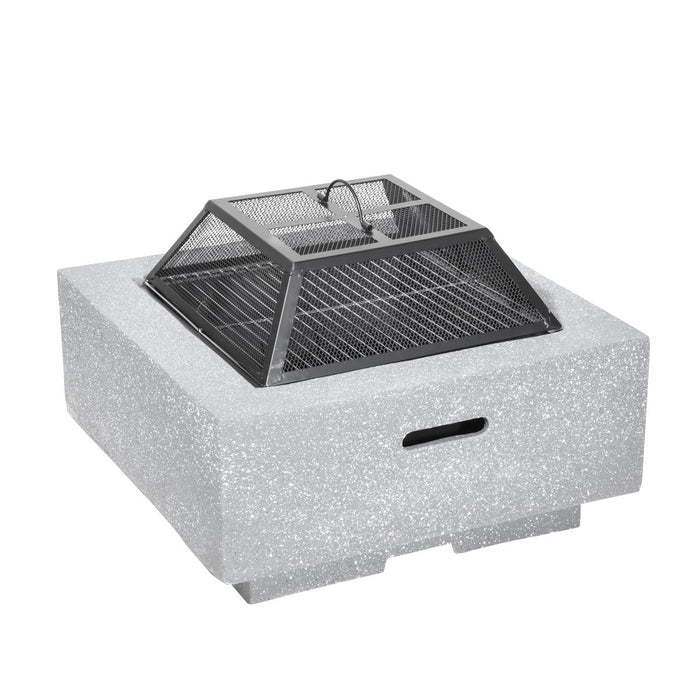 Dellonda Square Fire Pit with BBQ Grill Safety Mesh Screen Fire Poker Light Grey Dellonda - UK Camping And Leisure