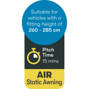 Westfield Vega 2.0 High 330 Motorhome Air Porch Awning (260 – 285cm) | annex, campervan, shelter