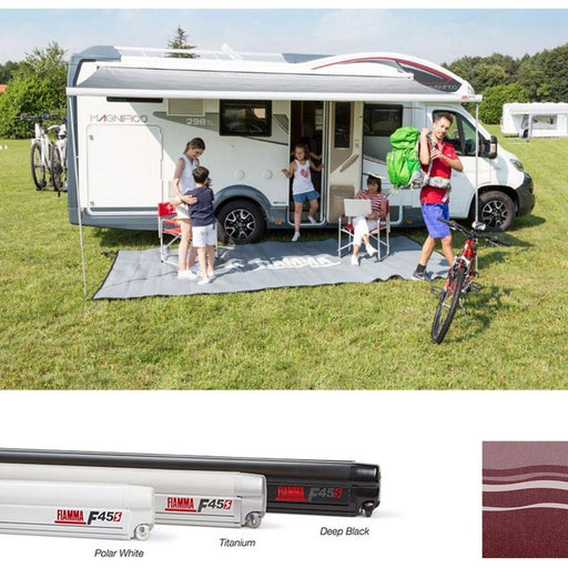 Fiamma Polar White F45S 260 Awning Bordeaux Fabric Fiamma - UK Camping And Leisure