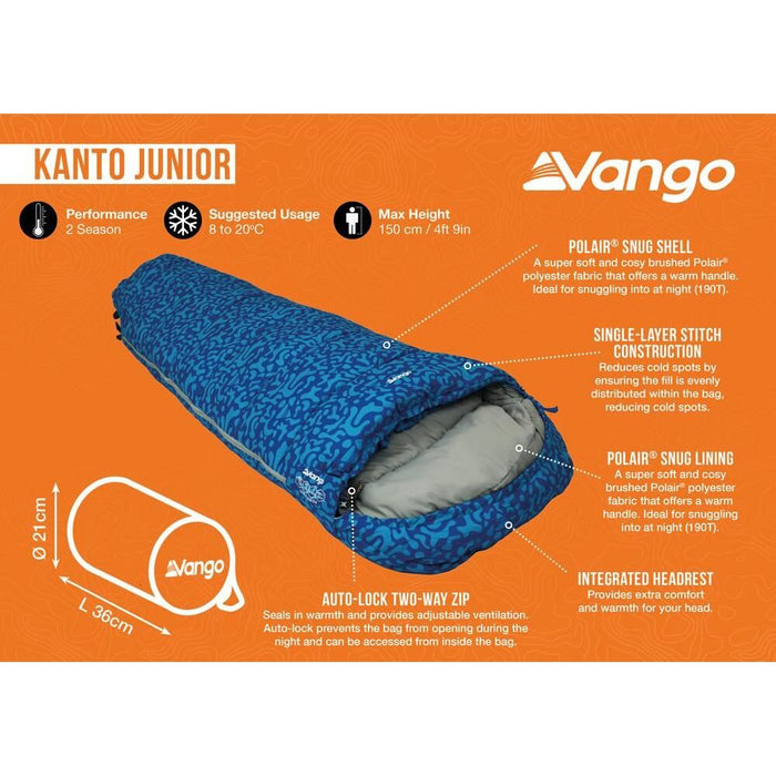 Vango Kanto Junior Junior Byzantium Sleeping Bag Vango - UK Camping And Leisure