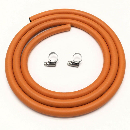2m 8mm I/D LPG Butane/Propane Gas Hose With 2 Stainless band Hose Clips - UK Camping And Leisure