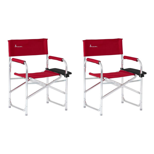 2x Isabella Directors Chair Red Side Table Caravan Garden Camping - UK Camping And Leisure