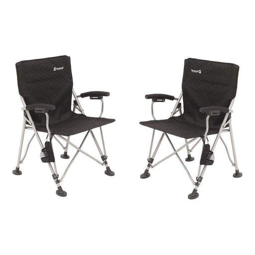 2x Outwell Campo Black Foldable Camping Chair with Padded Armrests - UK Camping And Leisure