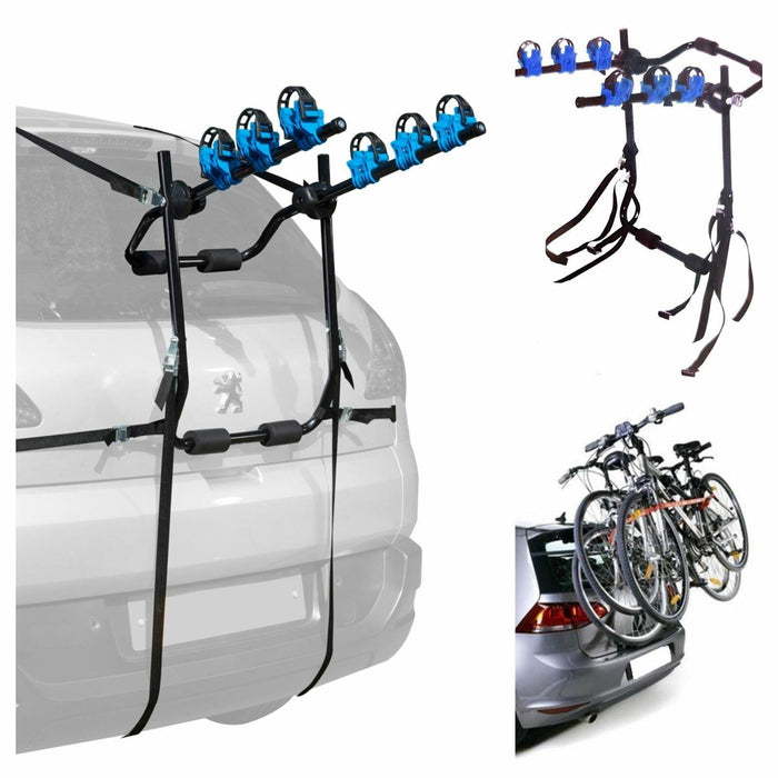 3 Bicycle Bike Car Cycle Carrier Rack Universal Fitting Hatchback Estate High - UK Camping And Leisure