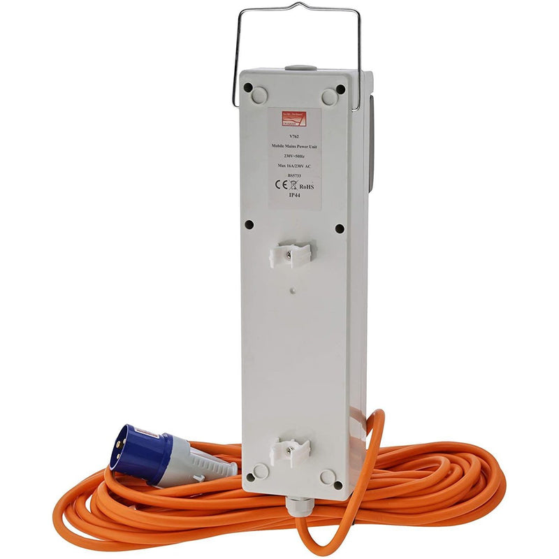 3 Way Mobile Mains Unit RCD Campsite Power Caravan Motorhome V762 Crusader - UK Camping And Leisure