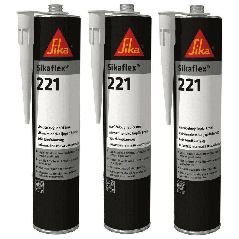 3 x Sikaflex 221 Strong Adhesive Sealant White Caravan Motorhome Boat UK Camping And Leisure - UK Camping And Leisure
