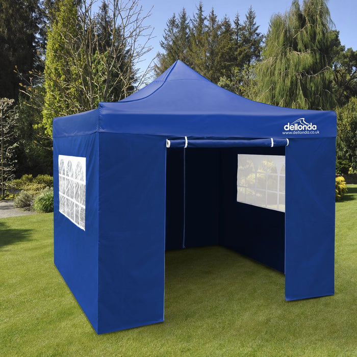 Dellonda 3x3m Pop-Up Gazebo & Side Walls Water Resistant Fabric - Blue Dellonda - UK Camping And Leisure