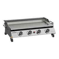 Dellonda 4 Burner Stainless Steel Portable Gas Plancha with Warming Rack 10kW