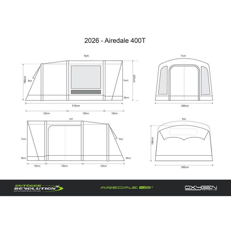 Outdoor Revolution Airedale 400T Air Tent 4 Berth Family Tent Inc Footprint - View 12