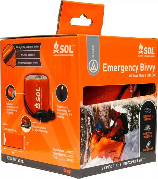Adventure Medical Kits SOL Emergency Bivvy & Whistle 1 Person Orange Adventure Ready - UK Camping And Leisure